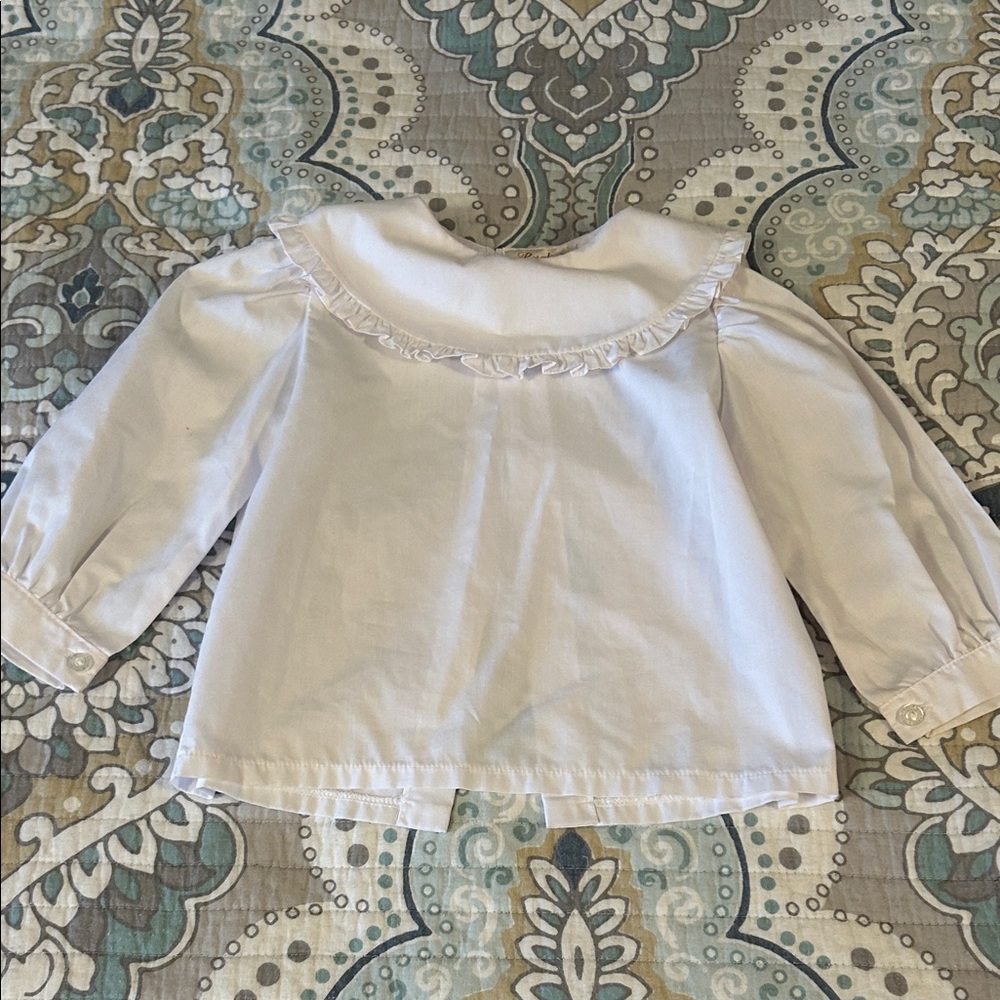 Rosalina Elegant White Kids Blouse with Ruffle Trim